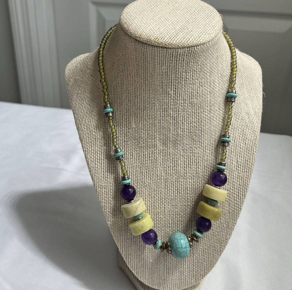 Carol Kent Semi-precious and glass beaded necklace